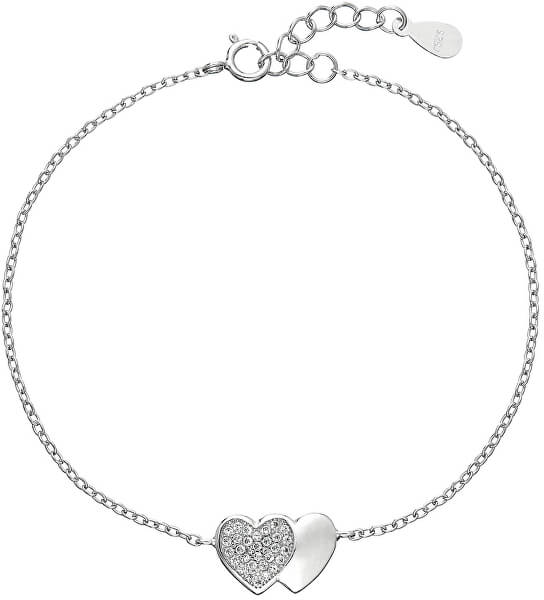 Brățară romantică de argint Inimi conectate cu zirconii 13010.1