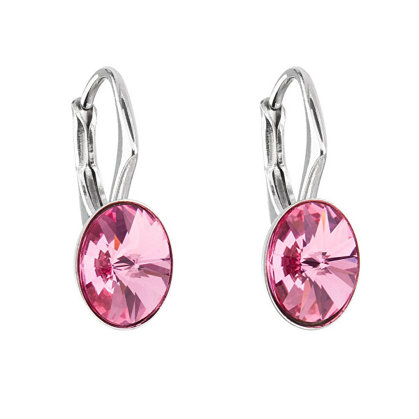 Růžové oválné náušnice s krystaly Swarovski 31276.3 rose