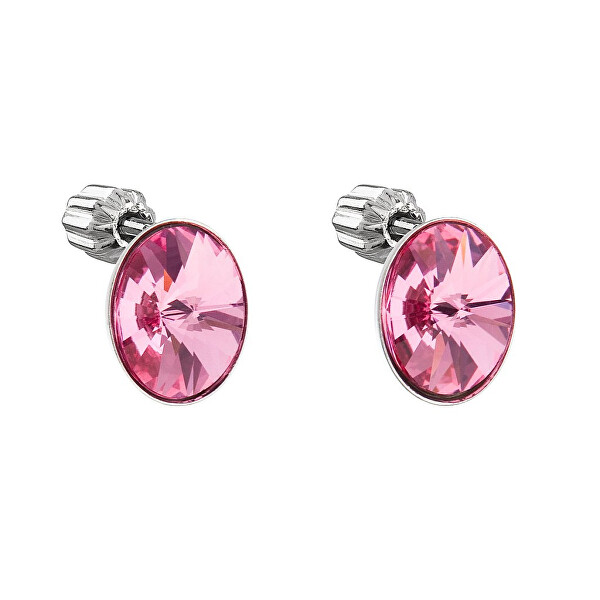 Růžové peckové náušnice s krystaly Swarovski 31274.3 rose