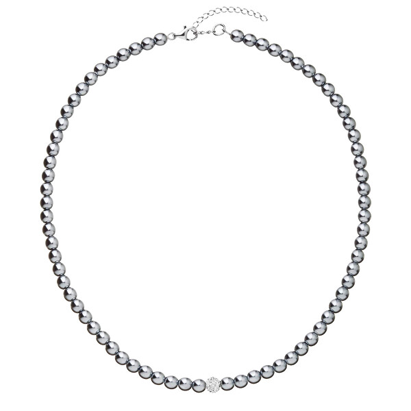 Šedý perličkový náhrdelník s krystaly Preciosa 32065.3