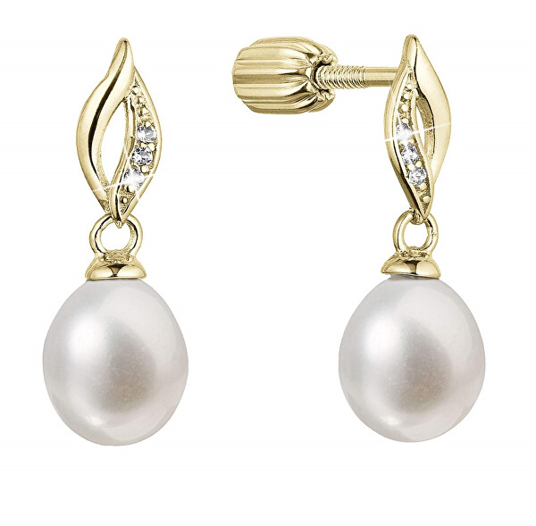 Bellissimi orecchini placcati oro con autentica perla d’acqua dolce 21104.1B