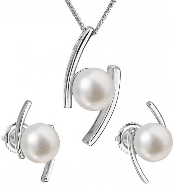 Ezüst ékszerkészlet valódi gyöngyökkel Pavona 29039.1 (fülbevaló, lánc, medál)