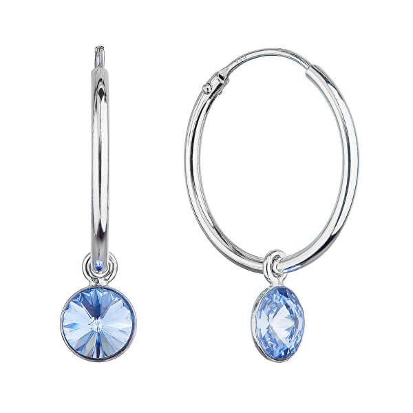 Orecchini a cerchio in argento con cristali blu Swarovski 31309.3