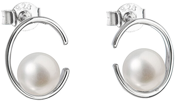 Stříbrné náušnice pecky s pravými perlami Pavona 21021.1