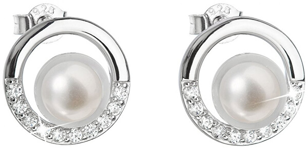 Stříbrné náušnice pecky s pravými perlami Pavona 21022.1