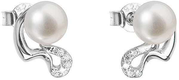 Stříbrné náušnice pecky s pravými perlami Pavona 21028.1