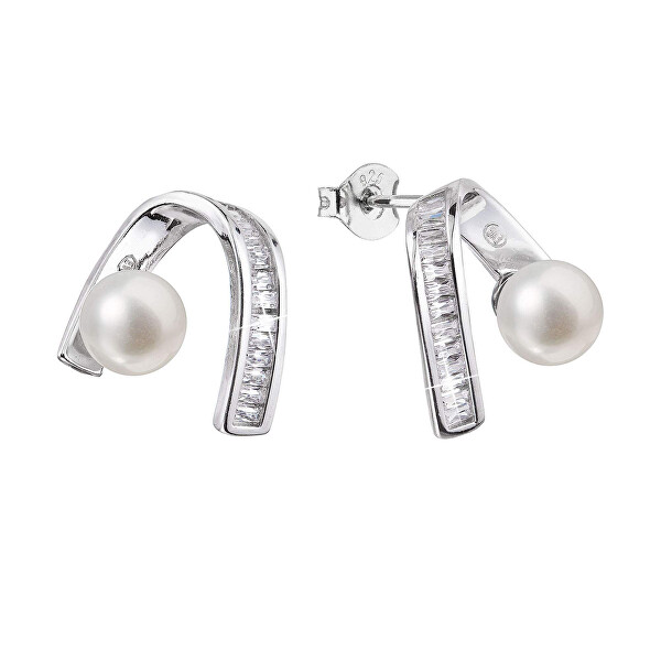 Stříbrné náušnice pecky s pravými perlami Pavona 21074.1