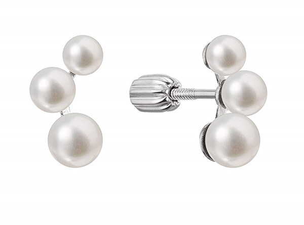 Stříbrné náušnice pecky s pravými říčními perlami  21101.1B