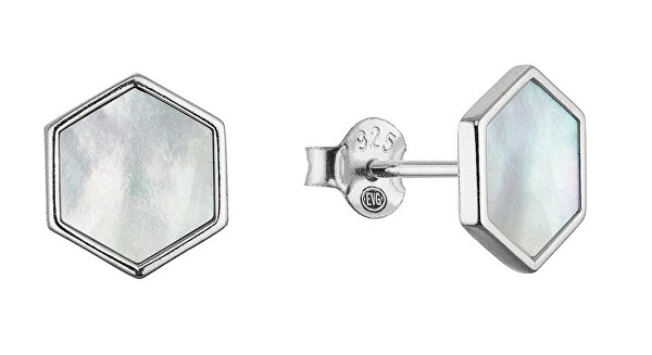 Stříbrné náušnice s perletí Hexagon 11689.1