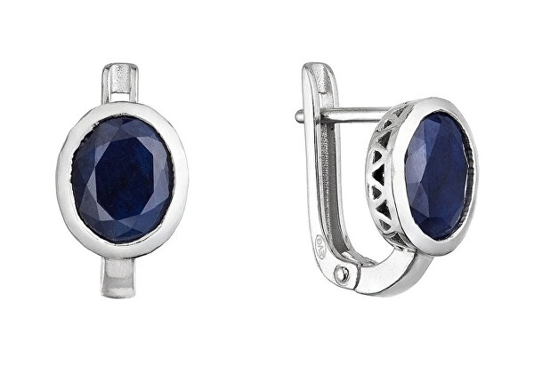 Stříbrné náušnice s pravým safírem 11493.3 dark sapphire