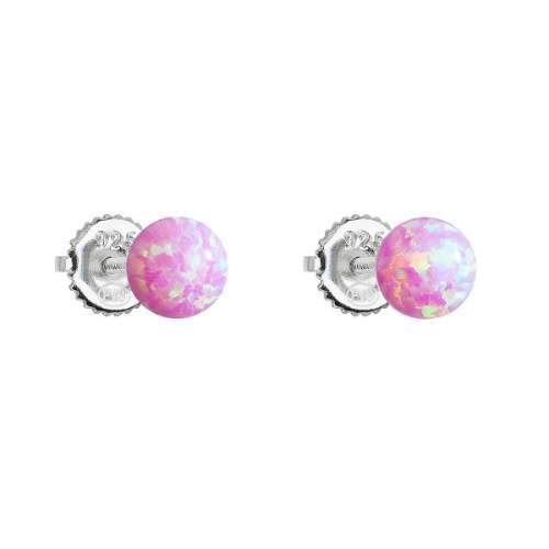 Cercei din argint cu opal sintetic roz 11246.3 pink