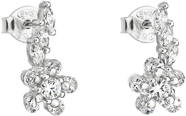 Orecchini in argento con zirconi a forma di fiore 11022.1