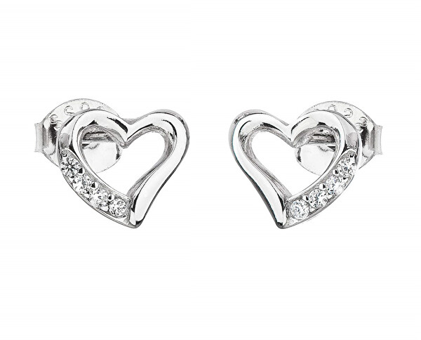 Orecchini in argento con zircone cuore bianco 11071.1