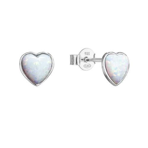Orecchini in argento Cuore con opali bianchi 11337.1