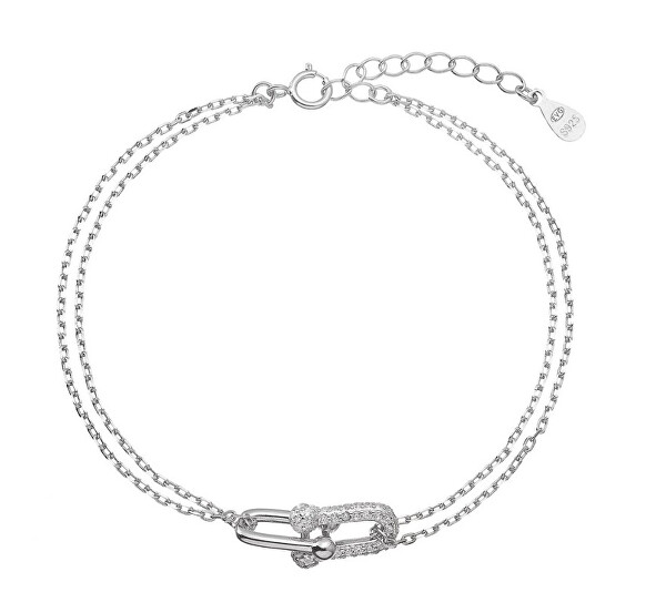 Stříbrný dvojitý náramek se zirkony 13085.1