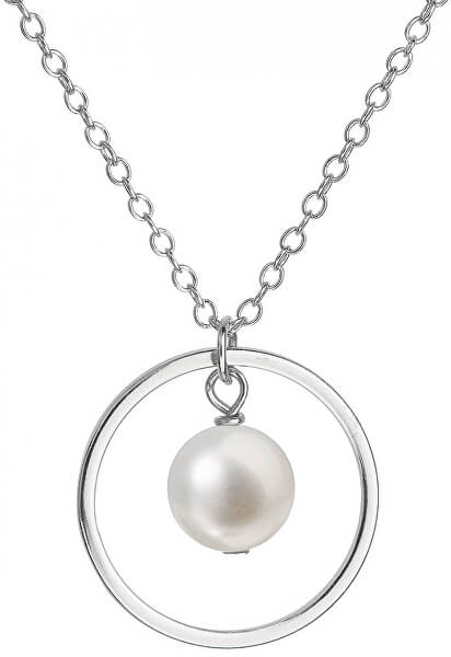 Strieborný náhrdelník s pravou perlou Pavona 22018.1 (retiazka, prívesok)