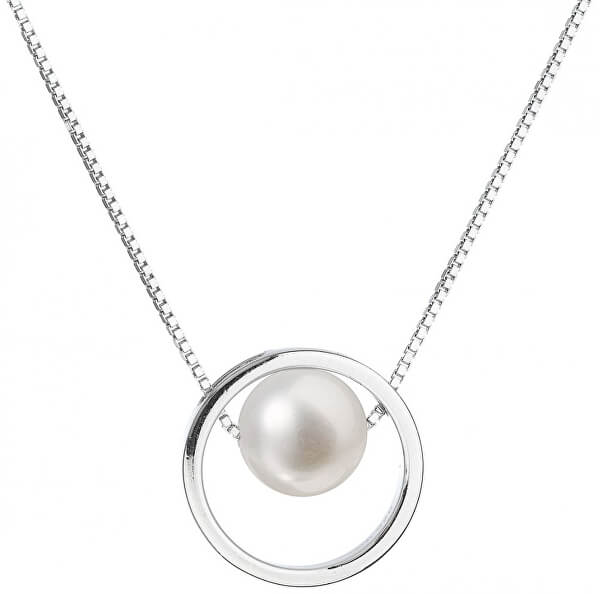 Strieborný náhrdelník s pravou perlou Pavona 22025.1 (retiazka, prívesok)