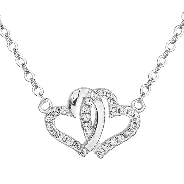 Silber Halskette Weißes Herz 12006.1