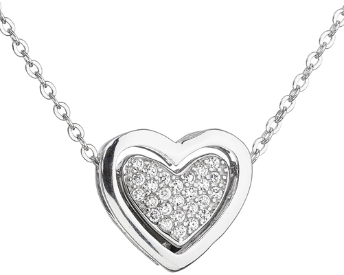 Stříbrný náhrdelník se zirkony Srdce 12029.1
