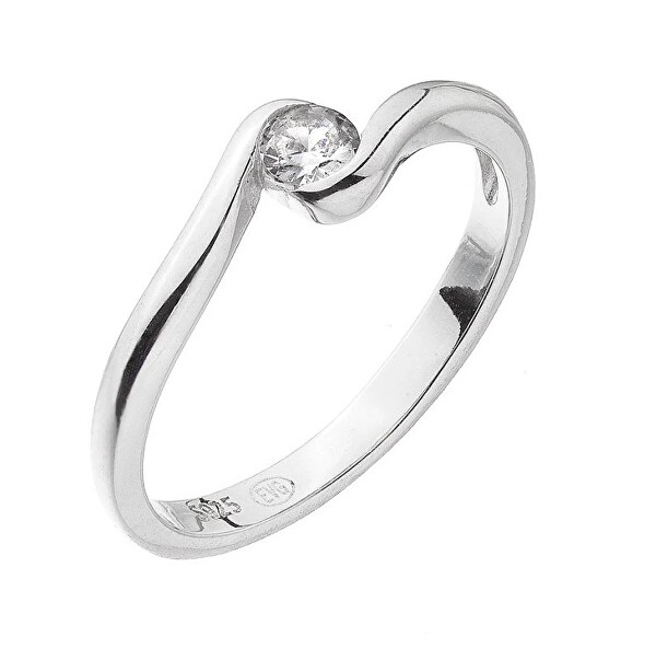 Stříbrný vlnitý prsten se zirkonem 15011.1 crystal