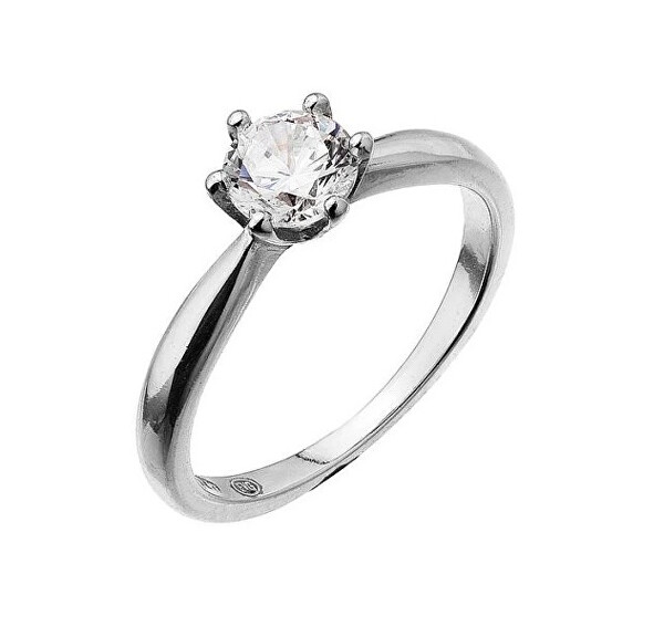 Stříbrný zásnubní prsten s jemným zirkonem 15014.1 crystal