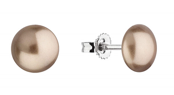Cercei sferici eleganți cu perle sintetice 71136.3 bronz