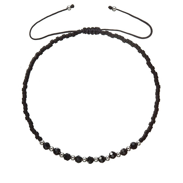 Textilní náramek s černými Miyuki korálky 13037.3 black