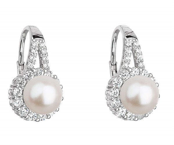 Scintillanti orecchini pendenti in argento con perla 21047.1