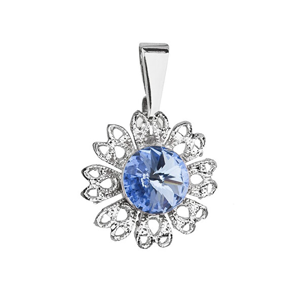 Třpytivý přívěsek s modrým krystalem Swarovski Květina 54032.3 sapphire