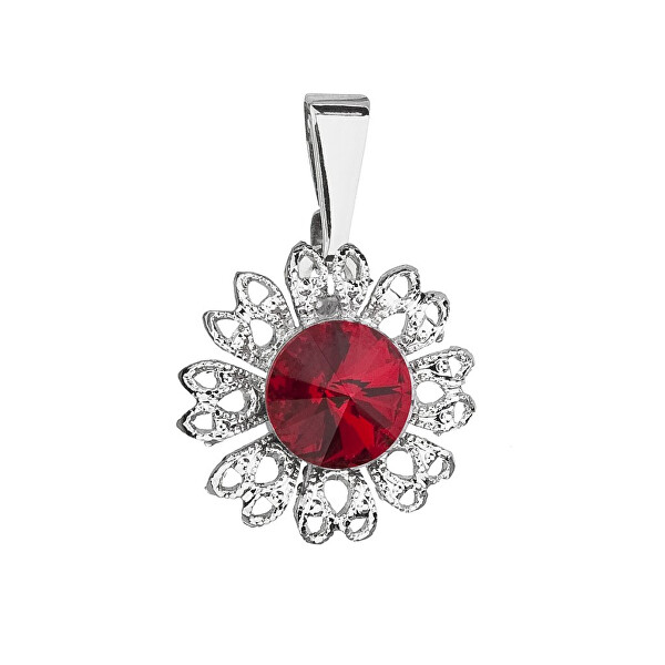 Třpytivý přívěsek s rudým krystalem Swarovski Květina 54032.3 siam
