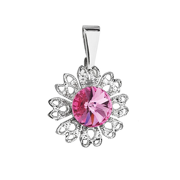 Třpytivý přívěsek s růžovým krystalem Swarovski Květina 54032.3 rose