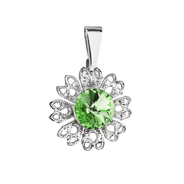 Třpytivý přívěsek se zeleným krystalem Swarovski Květina 54032.3 peridot