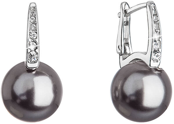Fabelhafte Silber Ohrringe mit synthetischer Perle und Kristallen 31301.3