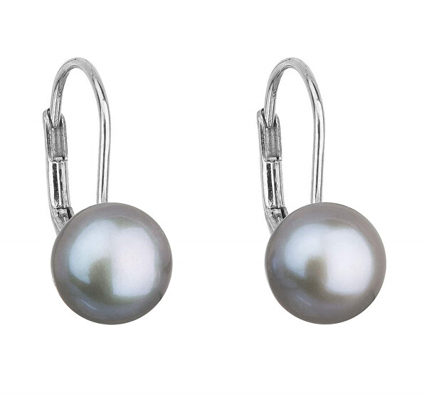Cercei atârnători din aur alb cu perle naturale Pavona 821009.3 grey