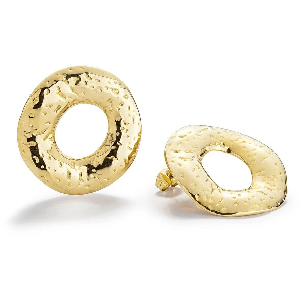 Výrazné pozlacené náušnice z oceli BAGEL gold