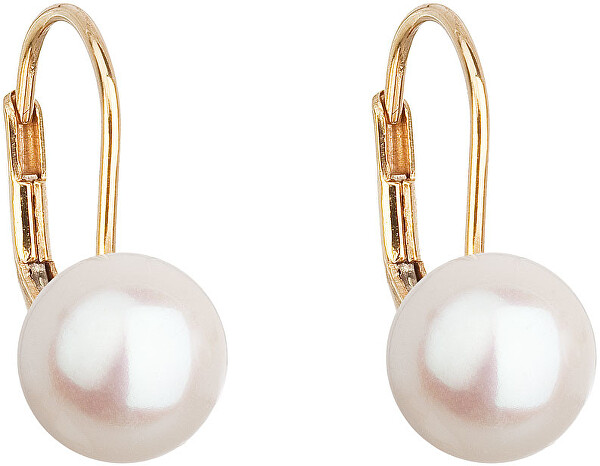 Goldene hängende Ohrringe mit echten Perlen 921009.1