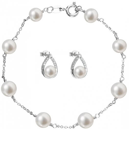 Parure di gioielli in argento con perle Pavo 21033.1, 23008.1 (collana, bracciale, orecchini) scontata