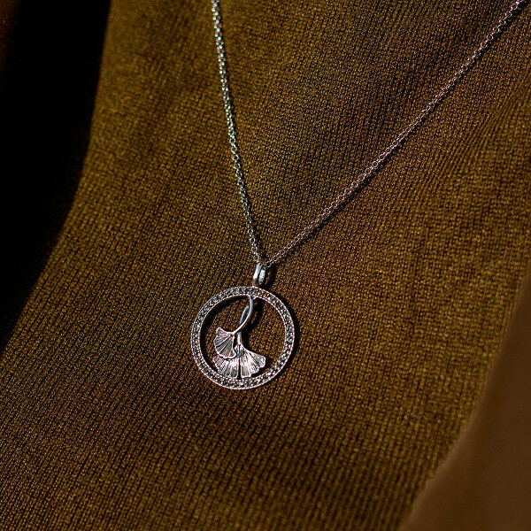 Krásný stříbrný náhrdelník s markazity ERN-GINKGO-MA (řetízek, přívěsek)