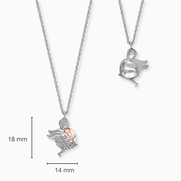 Nádherný stříbrný bicolor náhrdelník s andělíčkem ERN-ANGEL-HWBIR (řetízek, přívěsek)