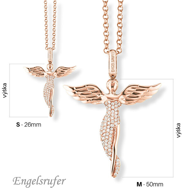 Rosévergoldeter Silberanhänger Engel mit Zirkonen ERP-ANGEL-R