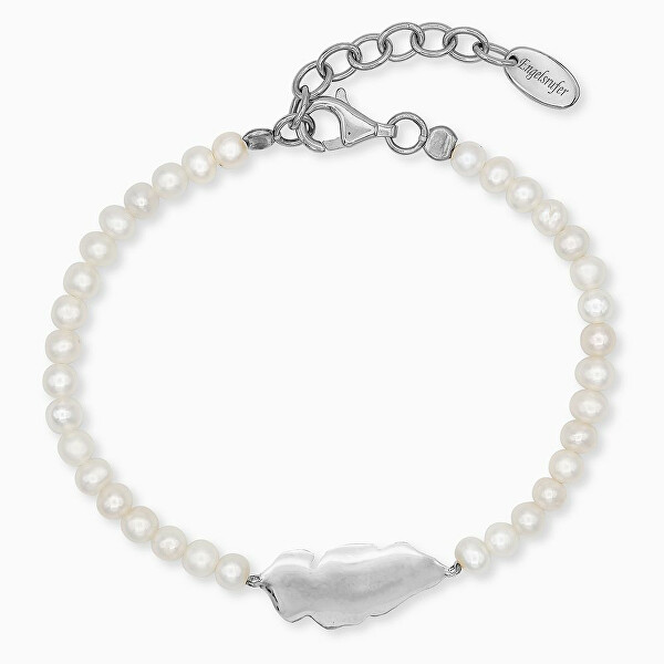 Bracciale di perle in argento con piuma ERB-GLORY-FEDER