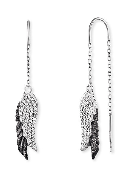 Elegáns ezüst bicolor fülbevalók cirkónium kövekkel Wingduo ERE-WINGDUO-ZIB