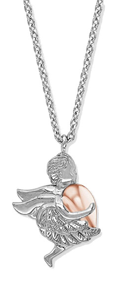 Nádherný stříbrný bicolor náhrdelník s andělíčkem ERN-ANGEL-HWBIR (řetízek, přívěsek)