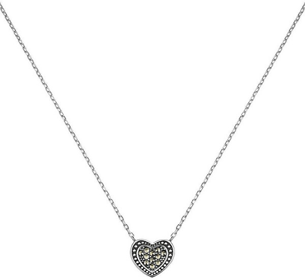Stříbrný náhrdelník Srdce s markazity ERN-HEART-MA