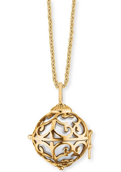 Pozlacený náhrdelník Andělský zvonek s bílou rolničkou ERN-ER-01-XS-G
