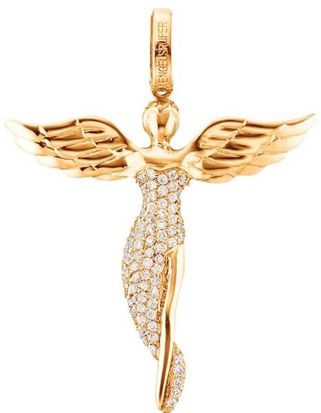 Pandantiv din argint placat cu aur Înger cu zirconi ERP-ANGEL-G