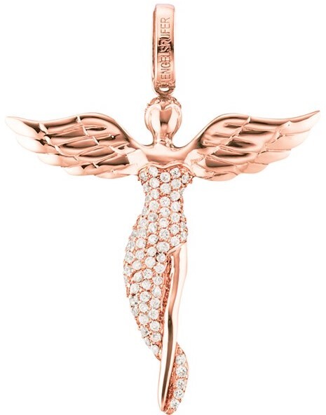 Pandantiv din argint placat cu aur roz Înger cu zirconi ERP-ANGEL-R