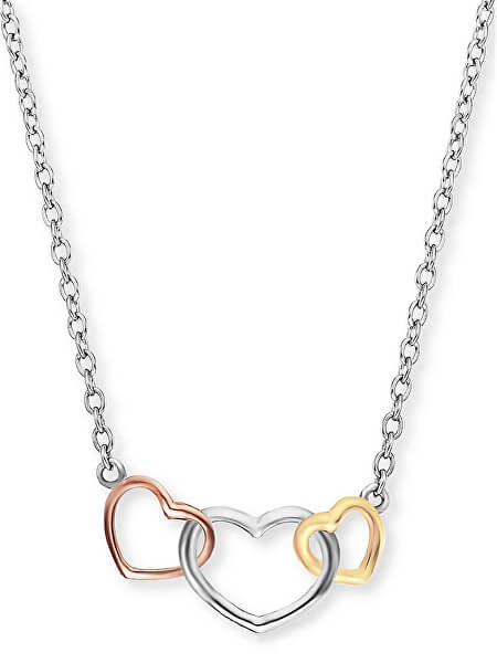 Strieborný náhrdelník s farebnými srdci ERN-WITHLOVE-03