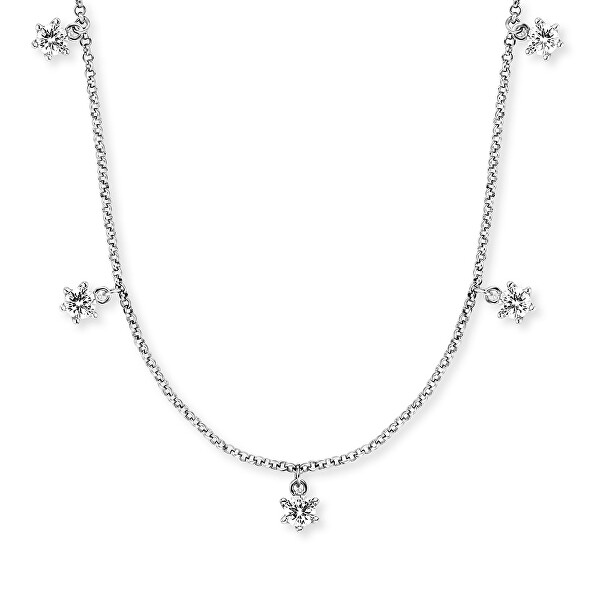 Collana in argento con zirconi trasparenti Shiny ERN-SHINY-05-ZI