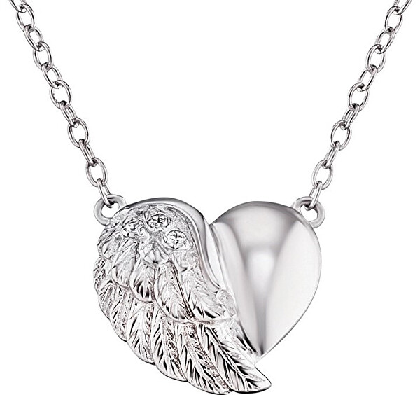 Colier din argint Inimă cu aripă și zirconi ERN-LILHEARTWIN